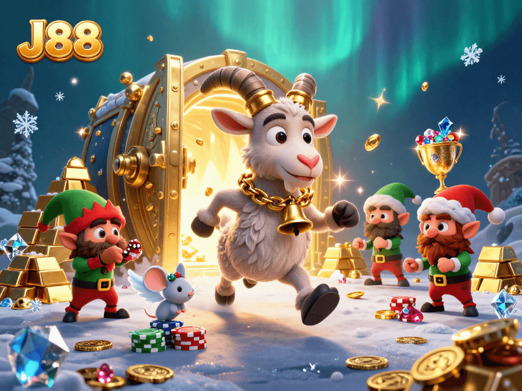 Experience thrilling gameplay at J88 with 3D cartoon characters in an exciting casino setting.