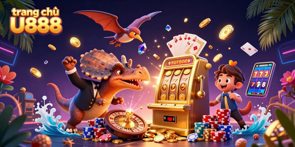 Experience the thrill at trang chủ U888 as the pachycephalosaurus wins jackpots amidst cascading gold!