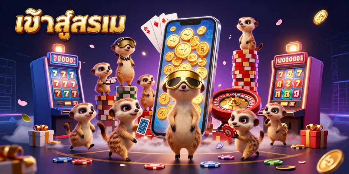 Engage in exciting casino games as you เข้าสู่ระบบ with meerkats orchestrating a vibrant gambling operation.