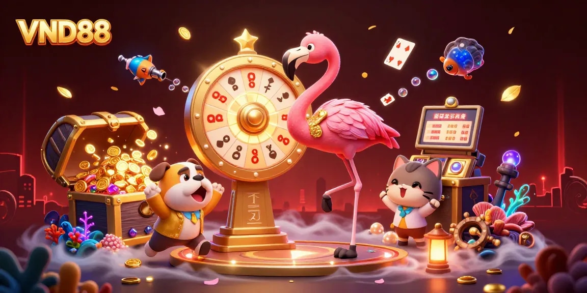 Experience VND88’s thrilling casino adventure with vibrant characters and dynamic game elements.