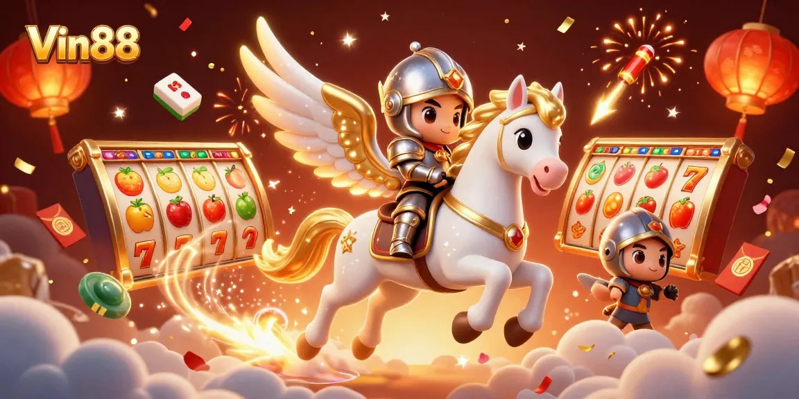 Experience exciting gameplay at Vin88 with dynamic slot reels, golden symbols, and vibrant visuals.