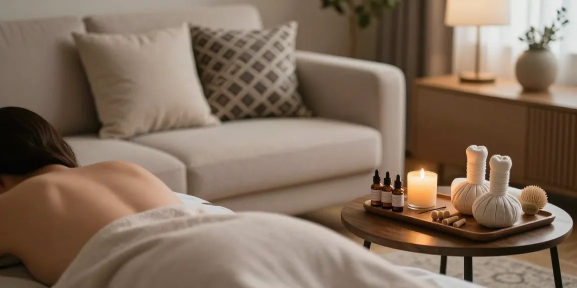 Experience a 마포출장마사지 in a serene home wellness setting for relaxation.