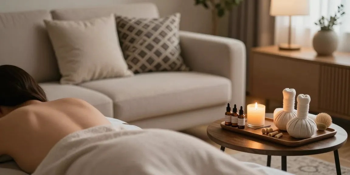 Experience a 마포출장마사지 in a serene home wellness setting for relaxation.
