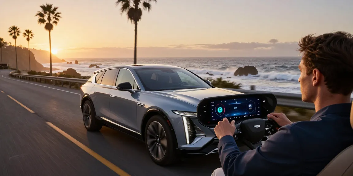 Discover how the driving modes in Cadillac Lyriq offer different ranges or battery usages through an engaging sunset drive.
