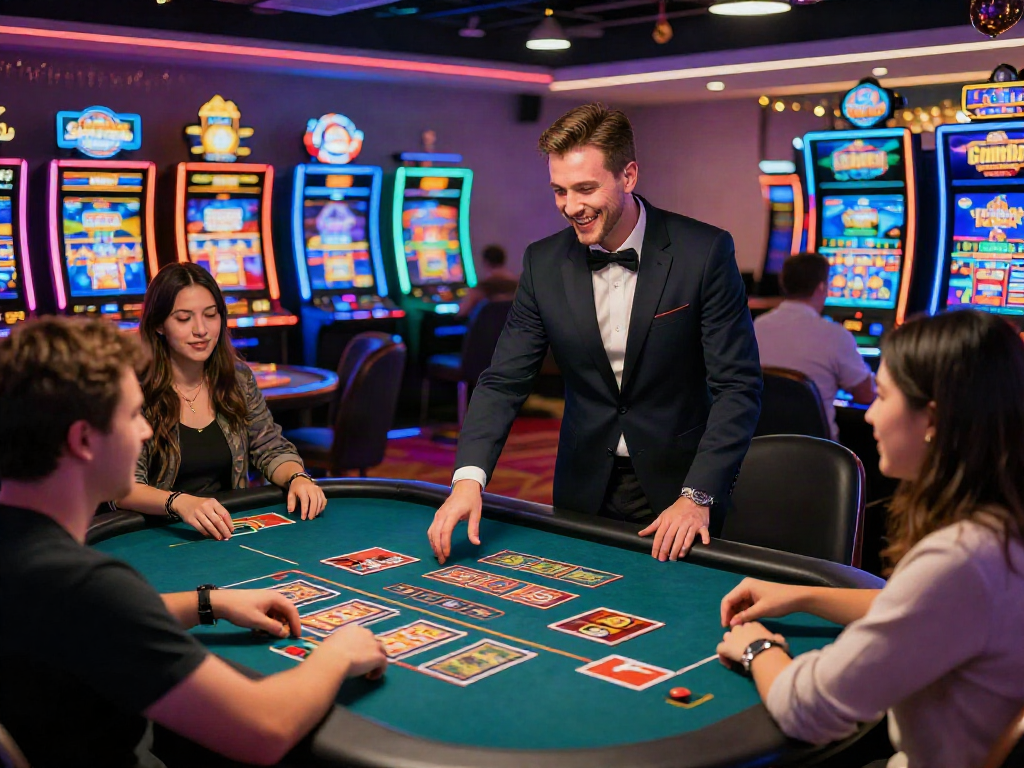 Engaging non GamStop UK casino scene with players and lively atmosphere.