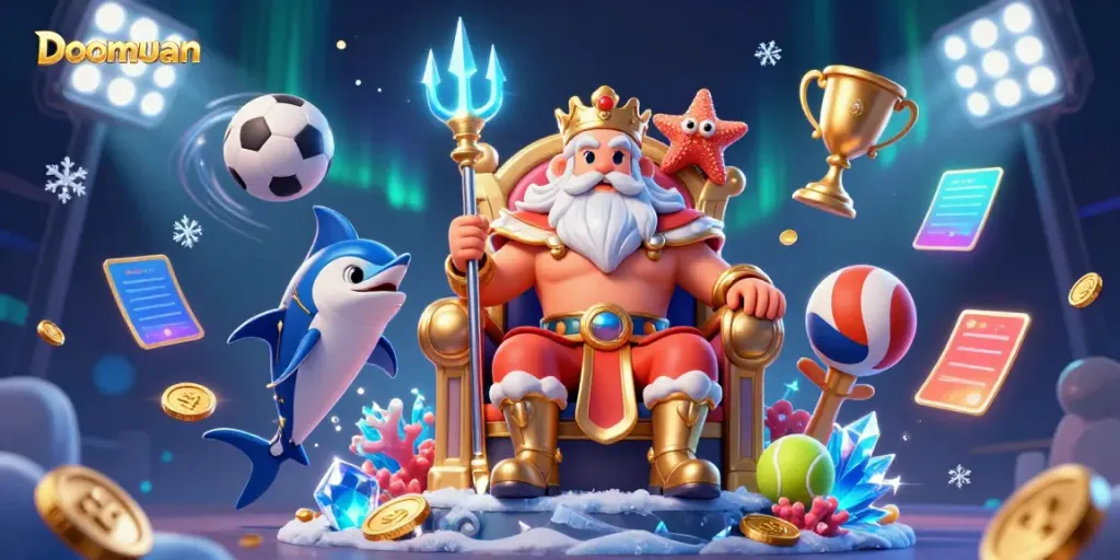 Experience the thrill of betting with Doomuan in a dynamic, colorful casino scene.