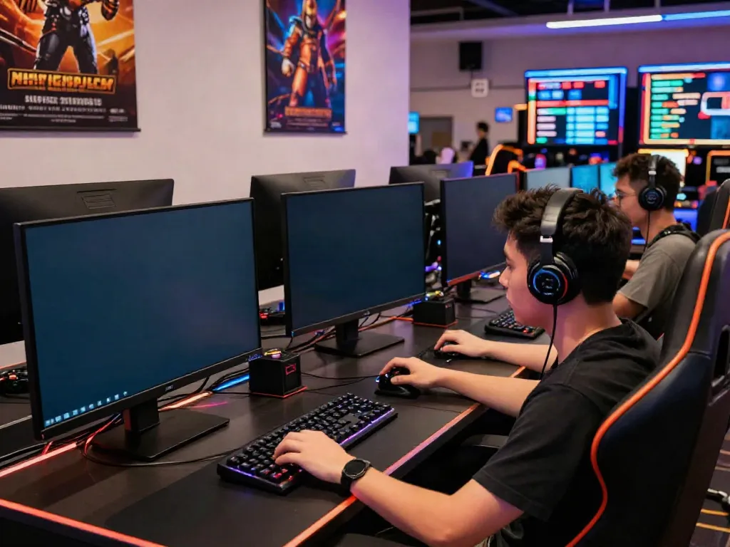 Engaging player at non GamStop UK casino, showcasing vibrant gaming setup