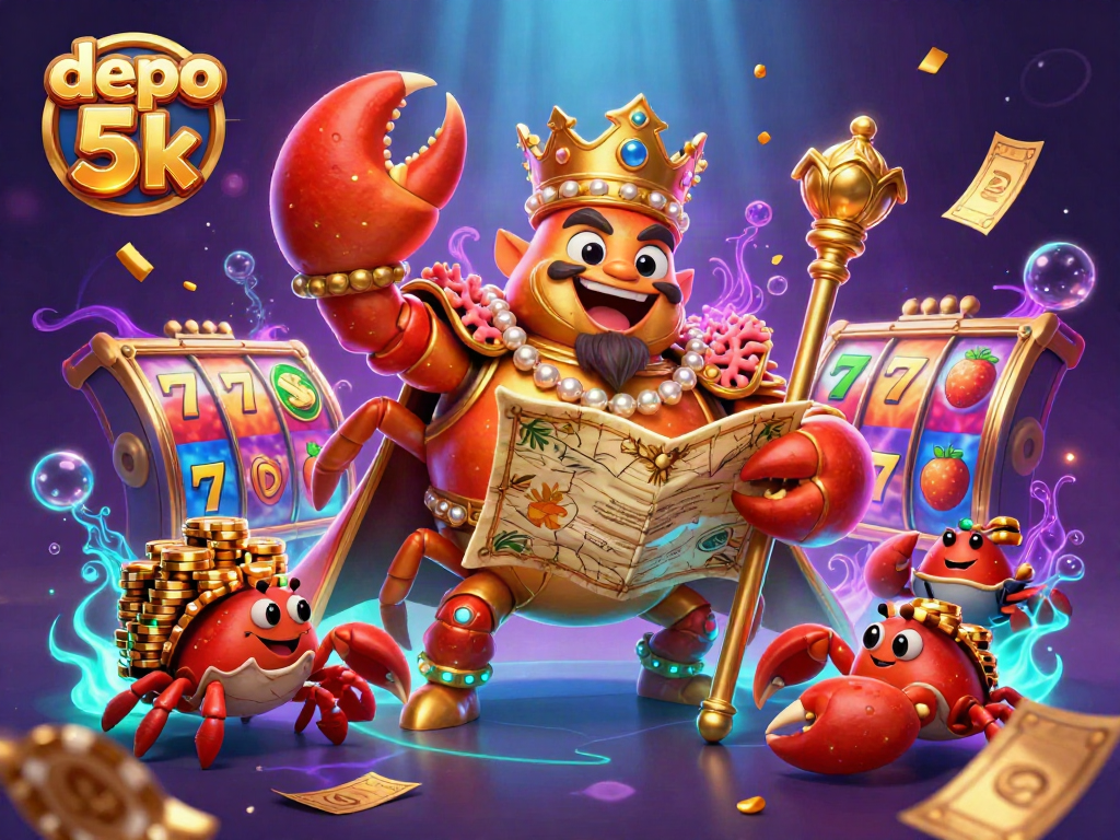 Play dynamic games on depo 5k with a colorful slot scene featuring a golden crab emperor.