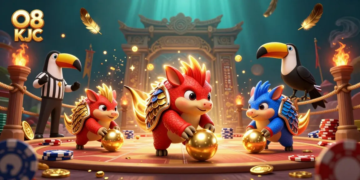 Experience thrilling action with O8 KJC as rival pangolins roll through dynamic casino elements.