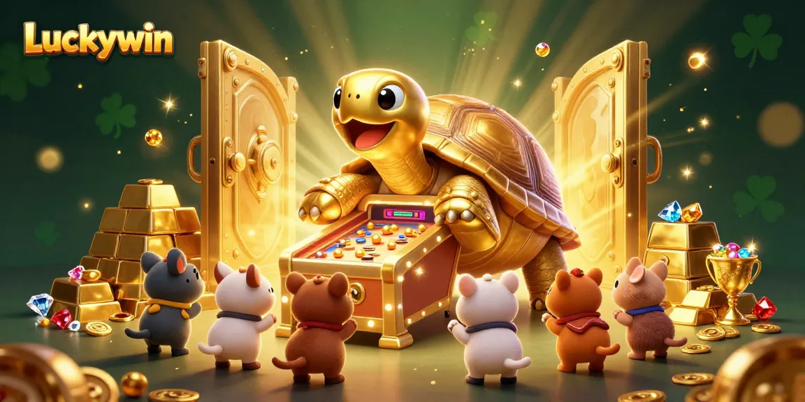 Engage in thrilling Luckywin casino action with this vibrant digital illustration showcasing a pinball tortoise.