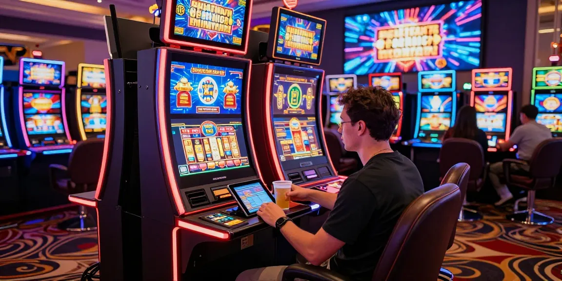 Engaging scene at a non GamStop UK casino with vibrant slot machines and exciting gameplay.