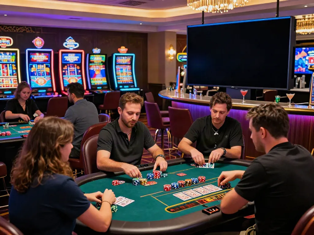 Exciting gaming atmosphere showcasing players at a non Gamstop UK casino.