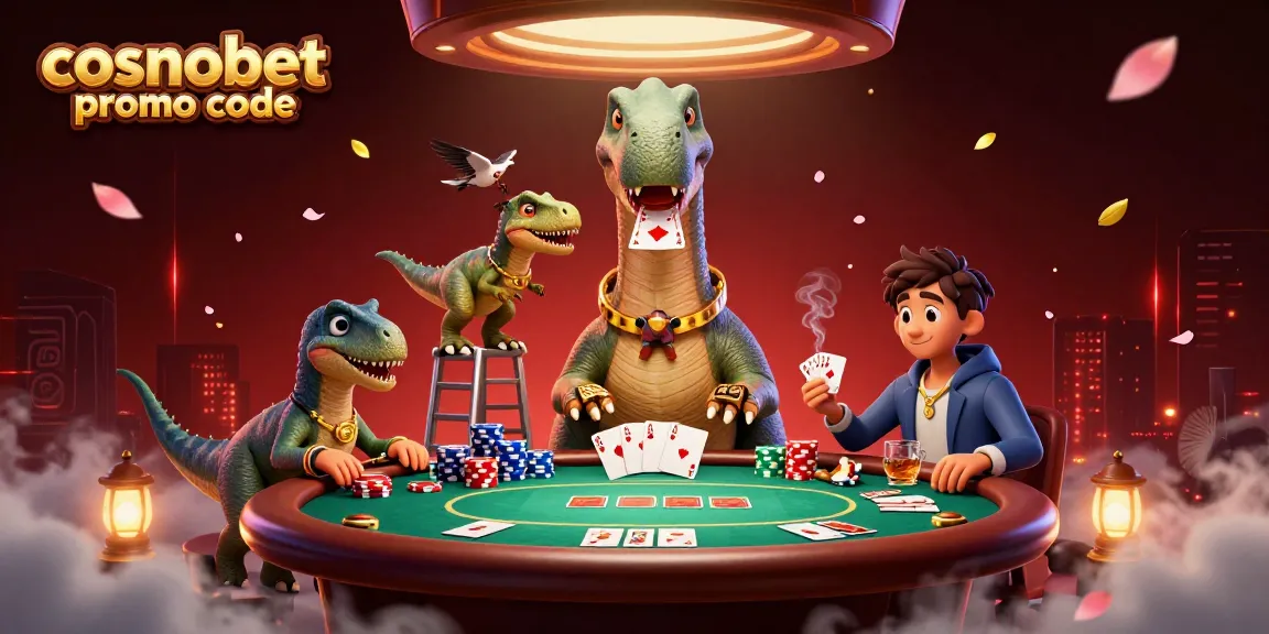 Win big with the cosmobet promo code in an exciting casino illustration.
