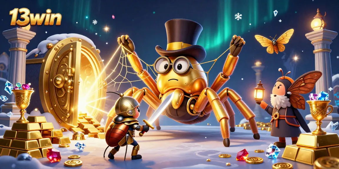 Experience the thrill of 13win with this vibrant 3D casino scene of adventure and excitement.