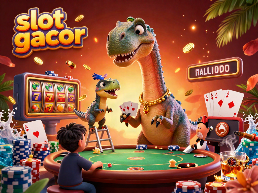 Engaging slot gacor scene with vibrant characters and interactive jackpot elements in a casino.