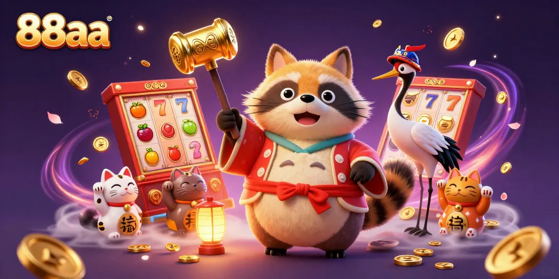 Experience the thrill of gaming with 88aa's vibrant slot reels and cheerful characters.