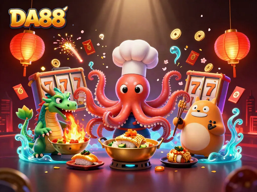DA88 invites players to enjoy a vibrant casino experience with captivating characters and slot elements.
