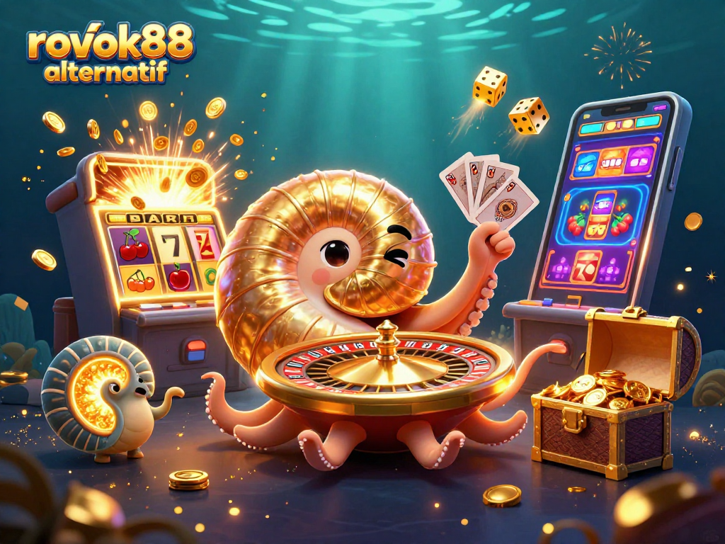 Experience the thrill of rokok88 alternatif with this vibrant casino illustration showcasing winning moments.