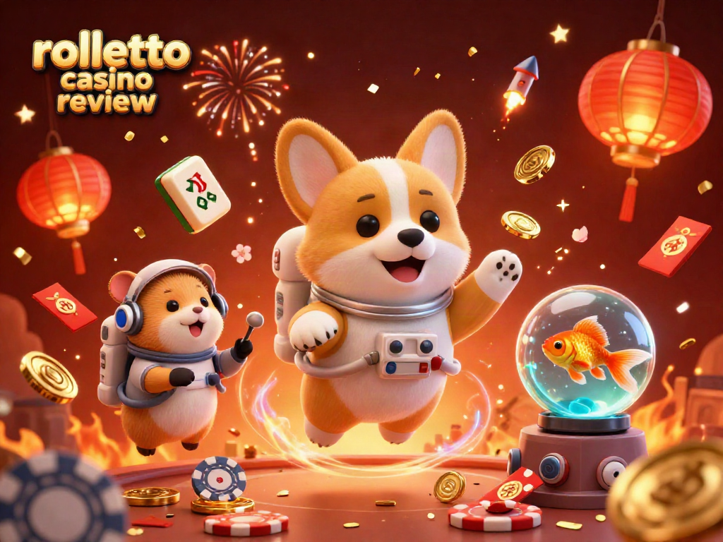 Experience engaging gameplay with Rolletto Casino Review illustrated in a vibrant 3D space station.
