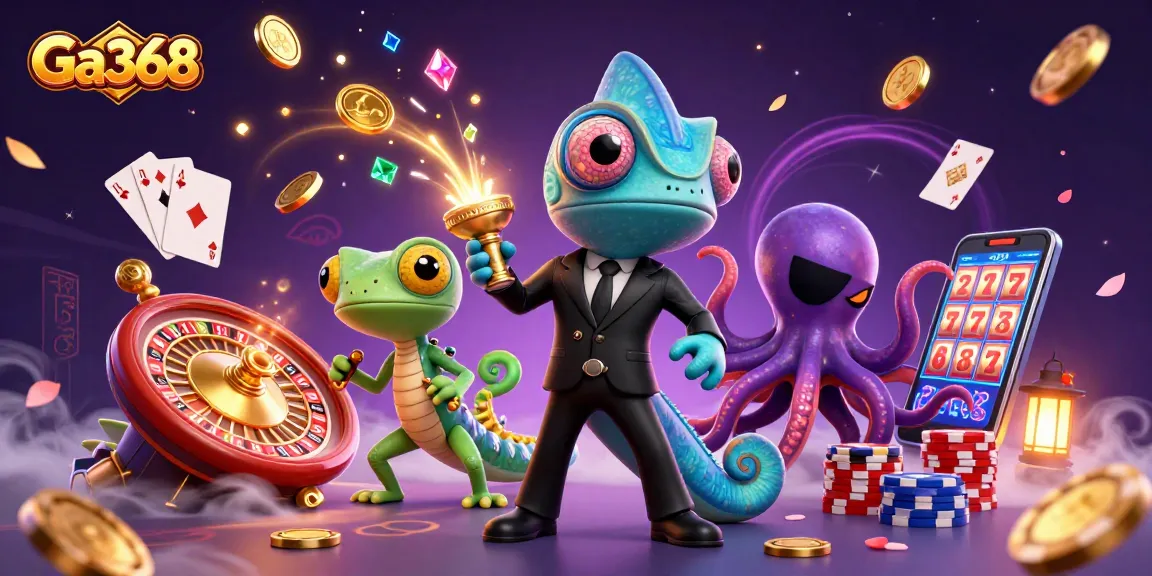 Engage with Ga368's thrilling chameleon and its tech gadgets in a vibrant casino adventure.