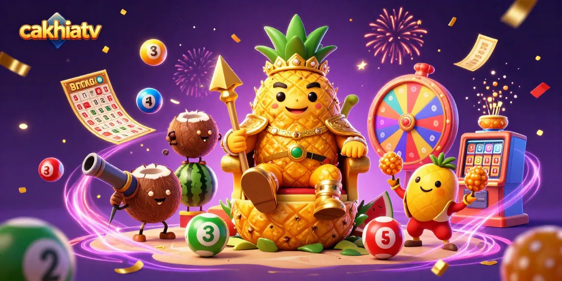 Join the fun at cakhiatv’s casino with a vibrant beach scene filled with exciting games and colorful lottery elements.