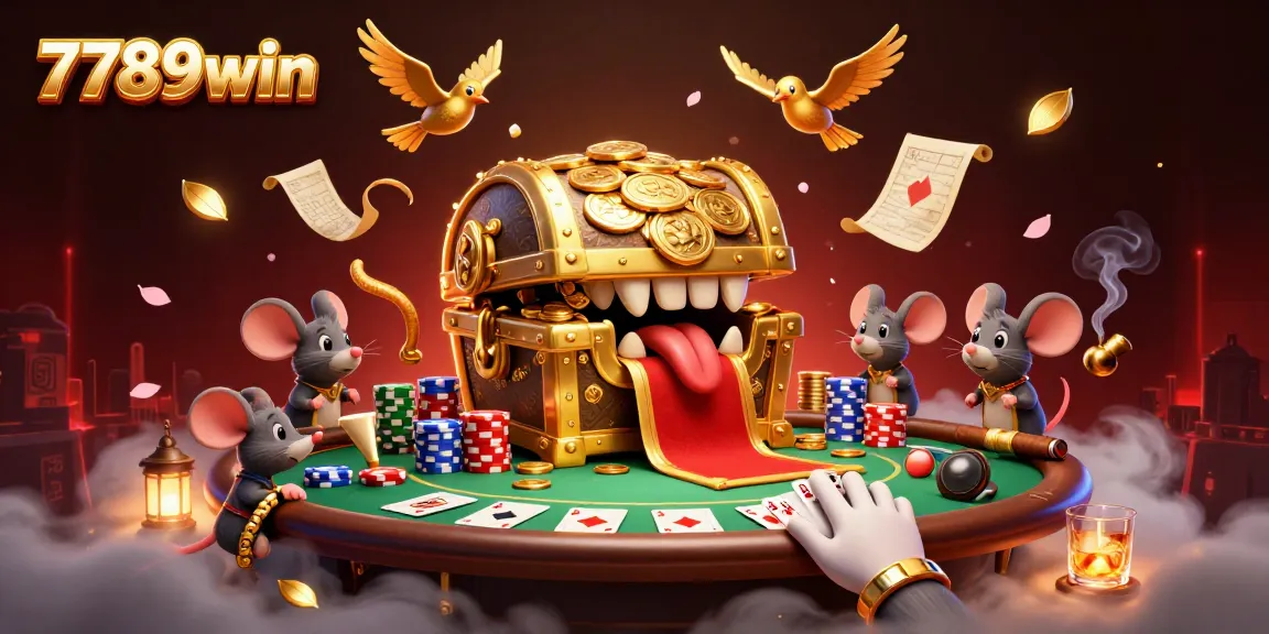 Engage with 7789win's 3D treasure chest scene, luring adventurer mice amid rich poker elements.