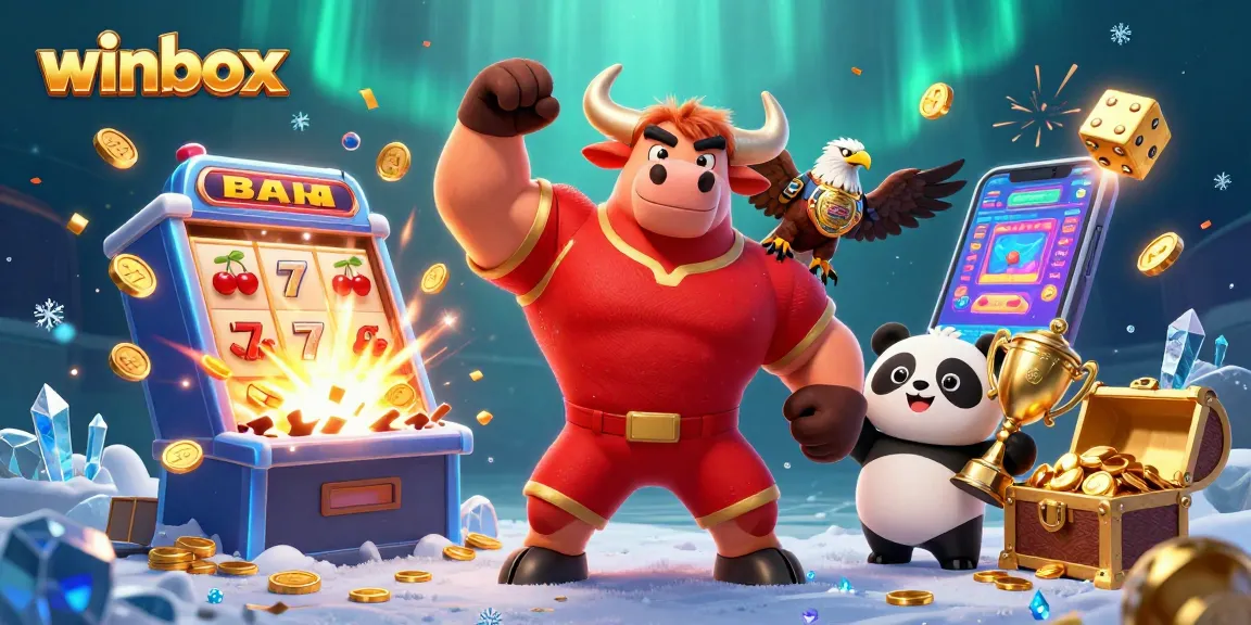 Join the winbox excitement with a muscular bull, eagle champion, and panda trophy amidst jackpot explosions!