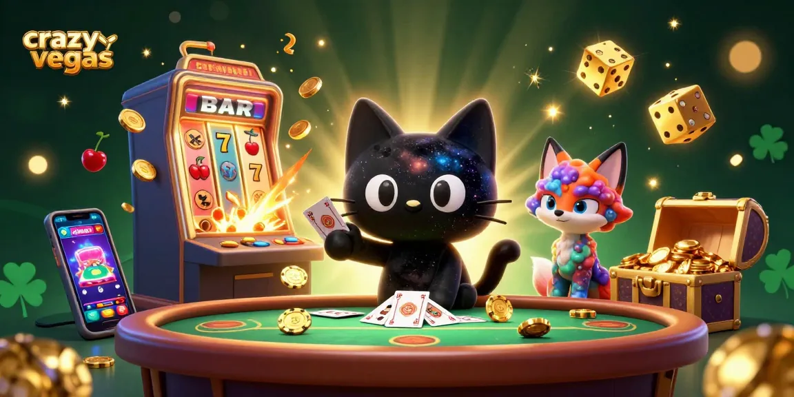 Experience the magic of crazyvegas with a black hole cat and nebula fox at a vibrant cosmic casino.