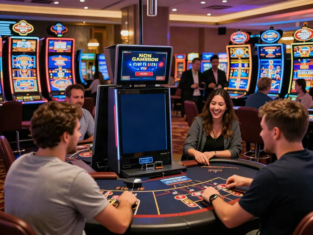 Players enjoying games at a lively non Gamstop UK casino.