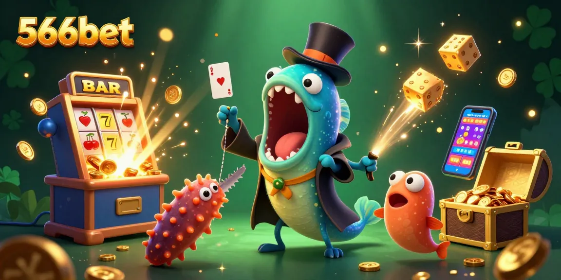 Experience thrilling 566bet adventures with dynamic 3D characters and casino elements in a vibrant setting.