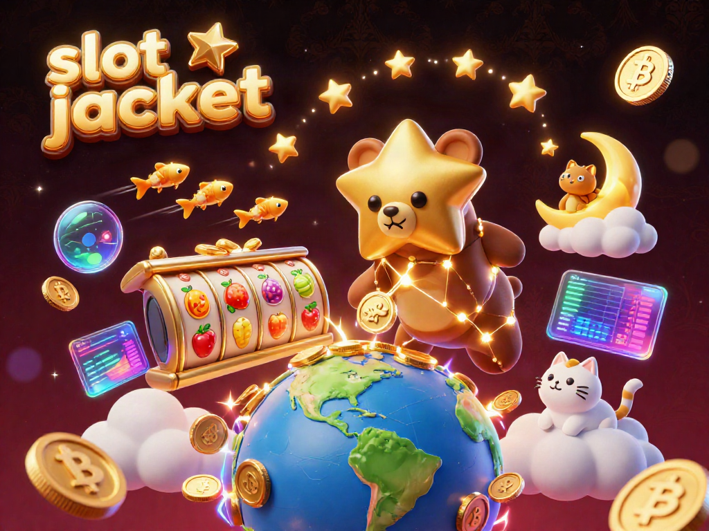 Experience thrilling slot jackpot excitement in this lively 3D casino scene with spinning slot reels.