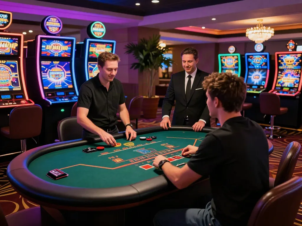 Exciting non gamstop uk casino atmosphere with a player at a blackjack table