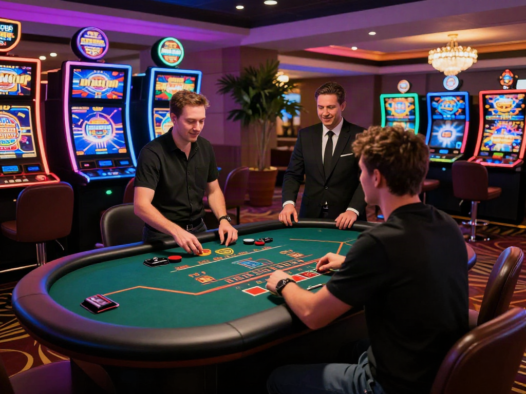 Exciting non gamstop uk casino atmosphere with a player at a blackjack table