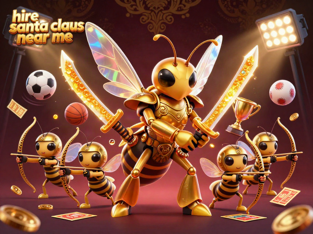 Experience festive joy by hiring Santa Claus near me with this vibrant 3D casino fantasy scene.