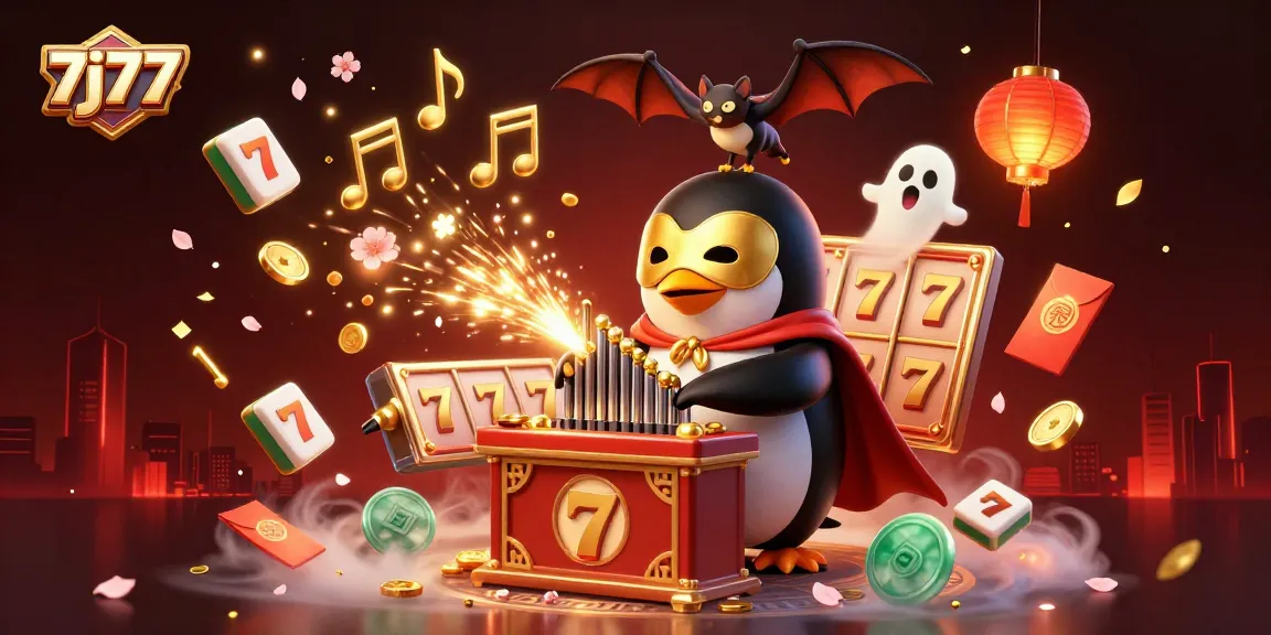Experience the excitement of 7j77 in this vibrant 3D gambling illustration featuring thrilling slot elements.