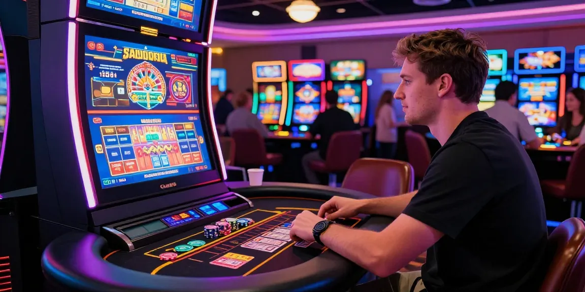 Exciting scene showcasing a player at a non Gamstop UK casino with vibrant gaming elements.
