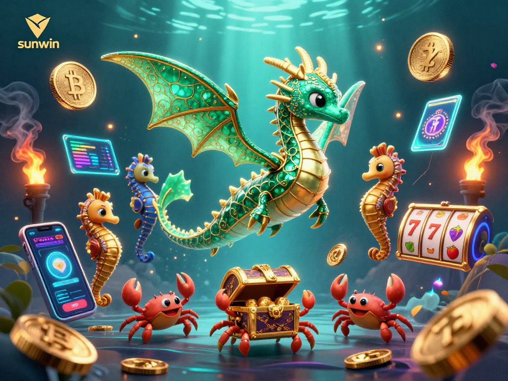 Experience excitement and winning thrills with sunwin in this vibrant underwater casino scene.