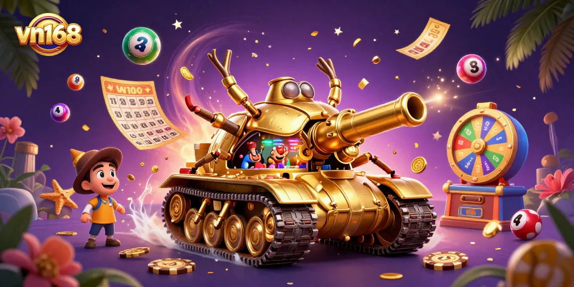 Engage with thrilling games at vn168's magical casino tank showcasing lottery and bingo excitement.