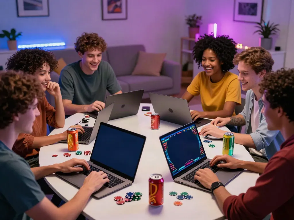 Friends enjoying a gaming night at a non Gamstop UK casino.