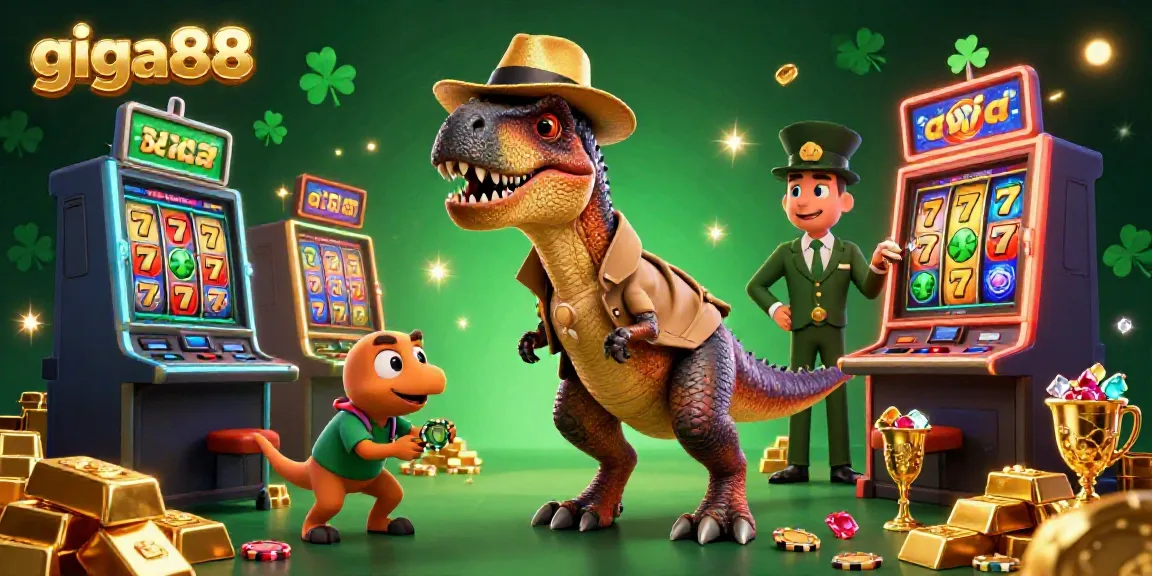 Giga88 slot online menampilkan velociraptor dan temasaurus di meja slot, menciptakan suasana perjudian yang seru.