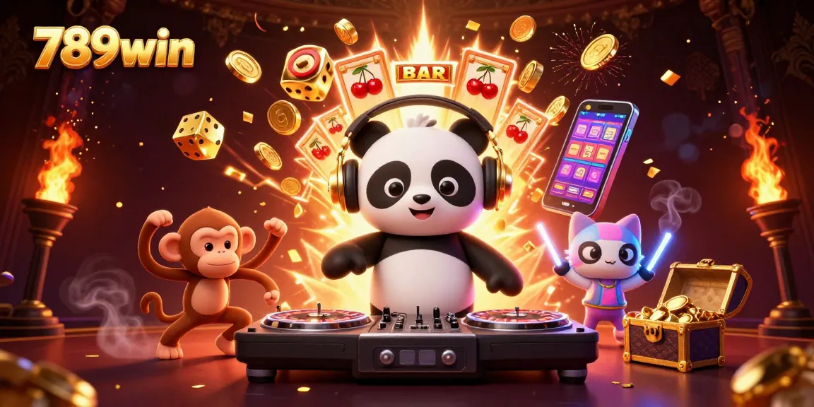 Engage with 789win's exciting casino vibe through a vibrant 3D rendering of playful characters.