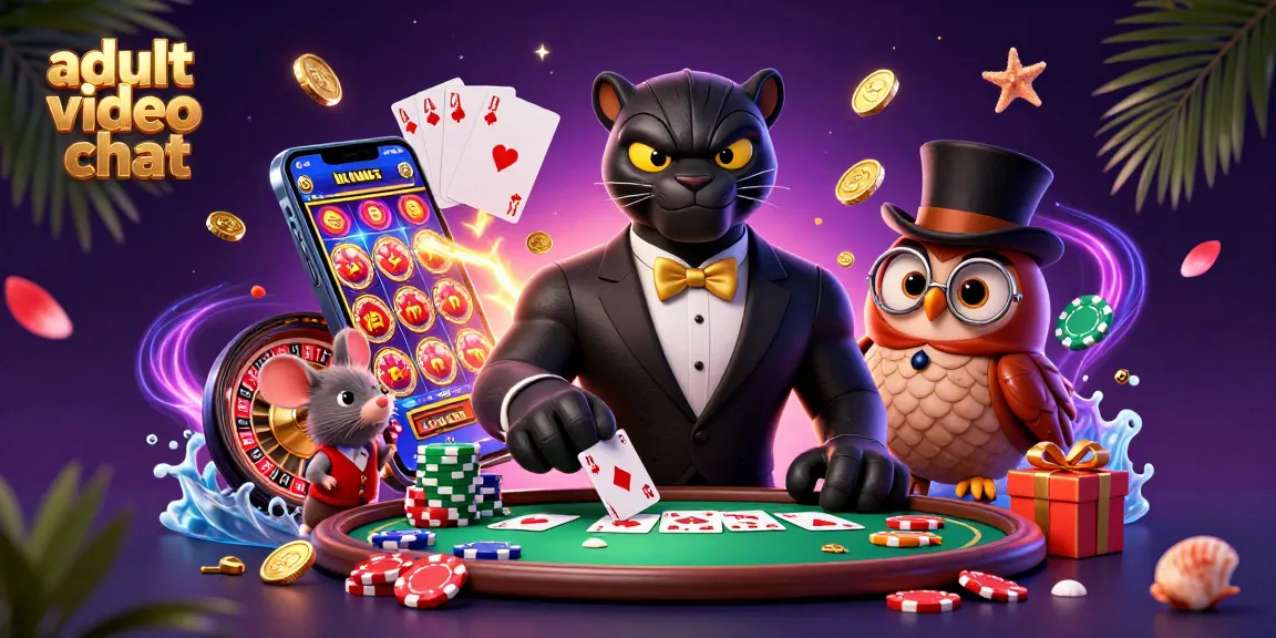 Engage in adult video chat with stylized cartoon characters and rich casino elements.
