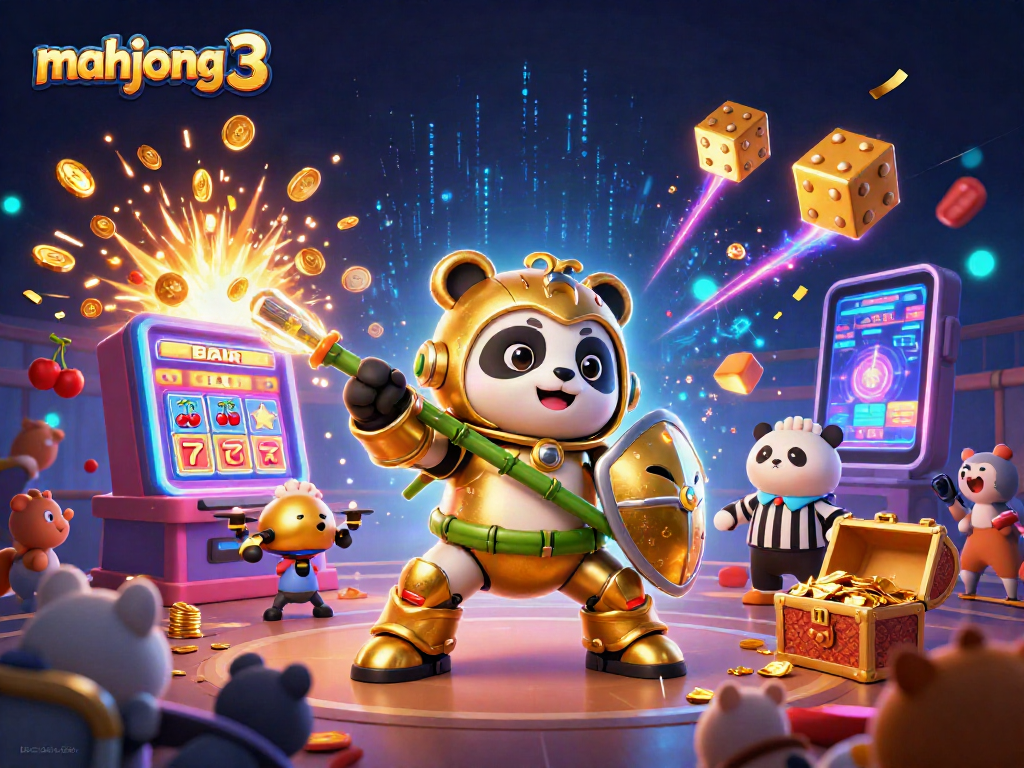 Engage in mahjong 3 with a dynamic, colorful scene featuring exciting casino game elements.