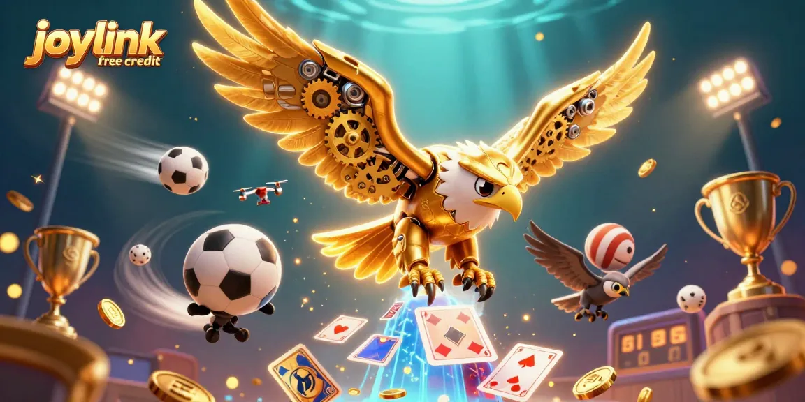 Win big with joylink free credit in this lively 3D casino scene filled with colorful sports elements.