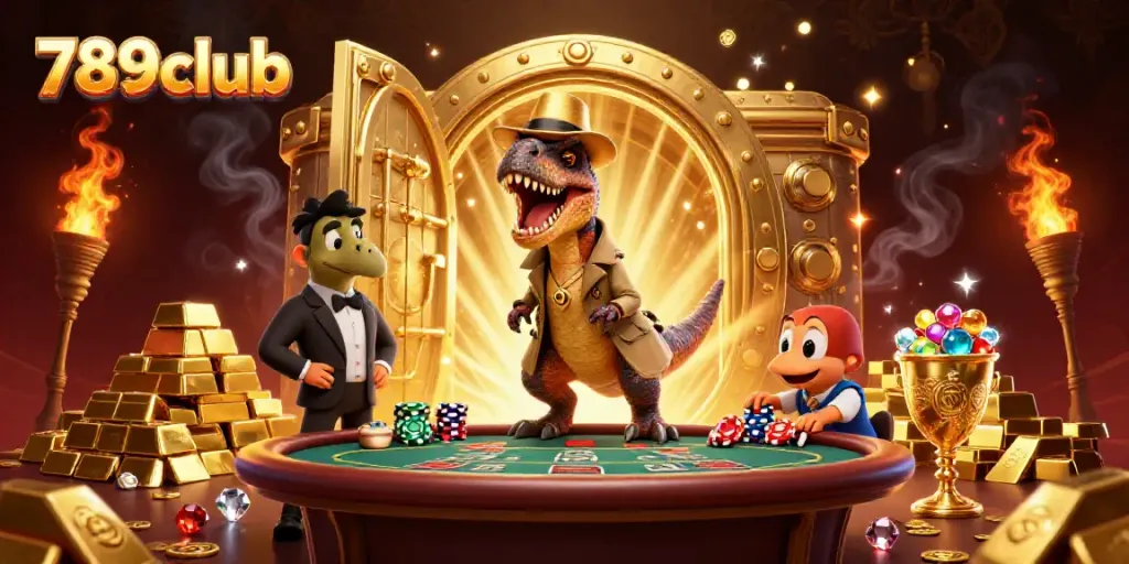 Experience thrilling blackjack action at 789club with a clever velociraptor and dazzling treasure.