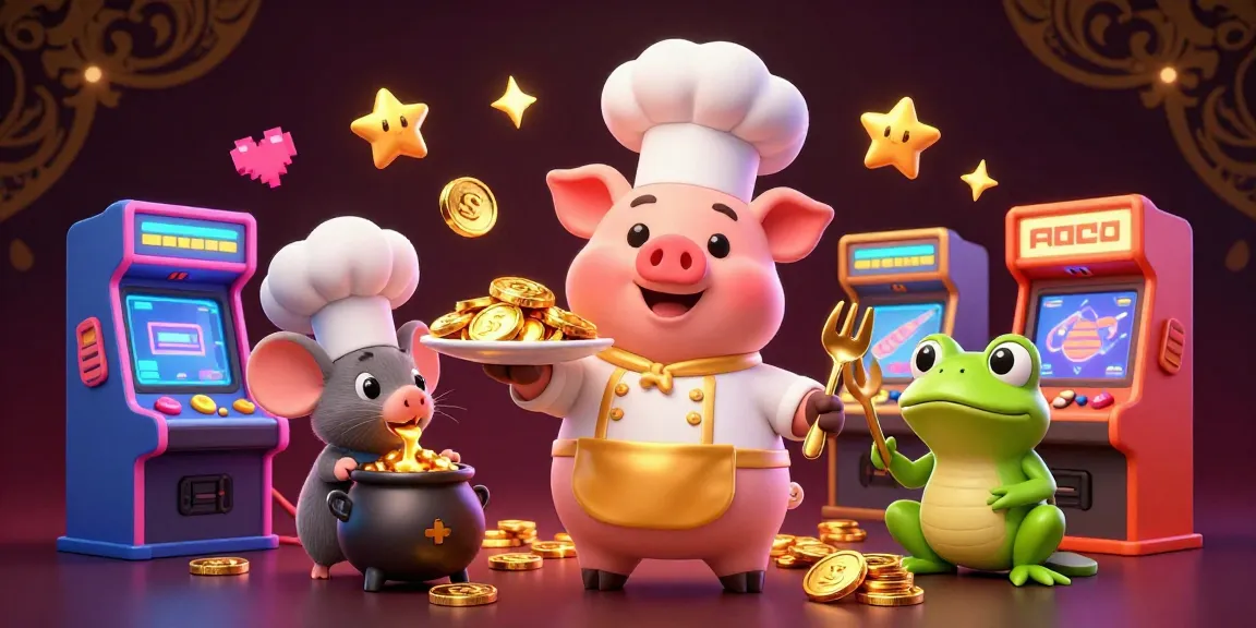 Experience SC88 LINK with a unique 3D scene featuring a chef pig serving gold coins in a vibrant casino.