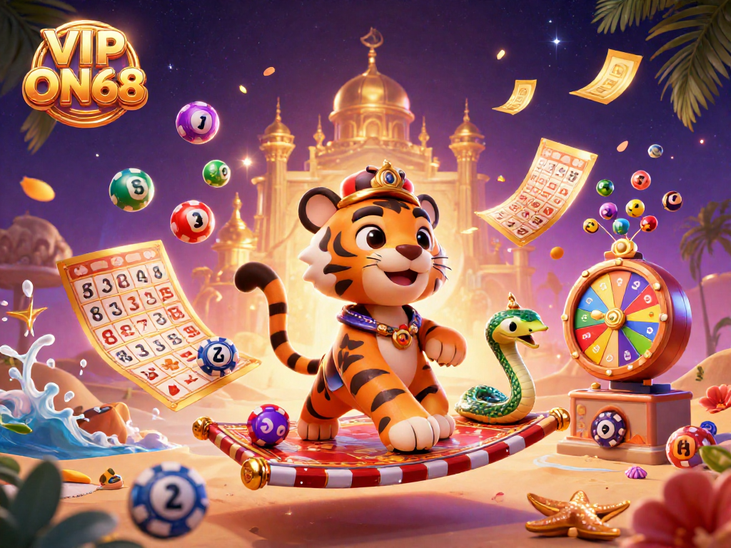 Experience the thrill of VIP ON68 with a magical casino adventure featuring vibrant game elements.