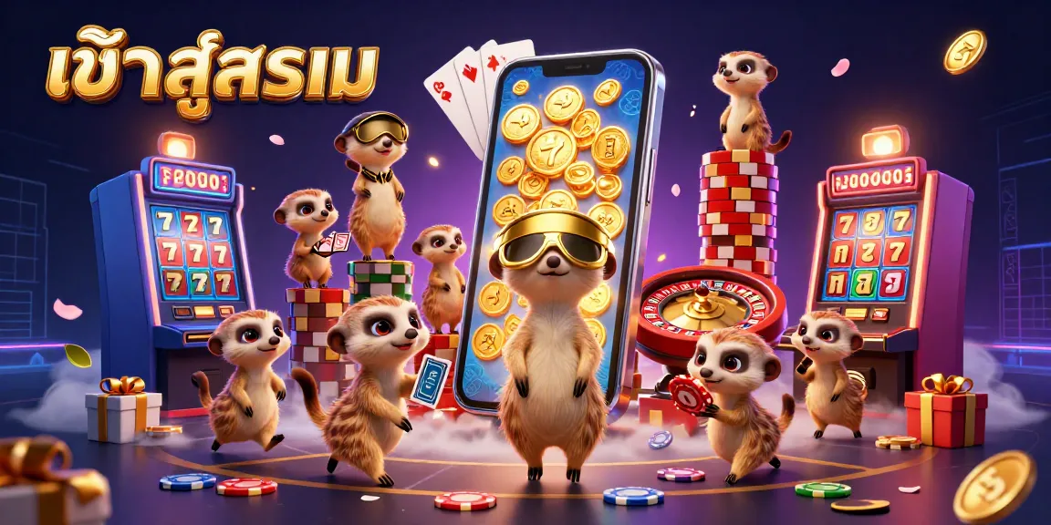 Engage in exciting casino games as you เข้าสู่ระบบ with meerkats orchestrating a vibrant gambling operation.
