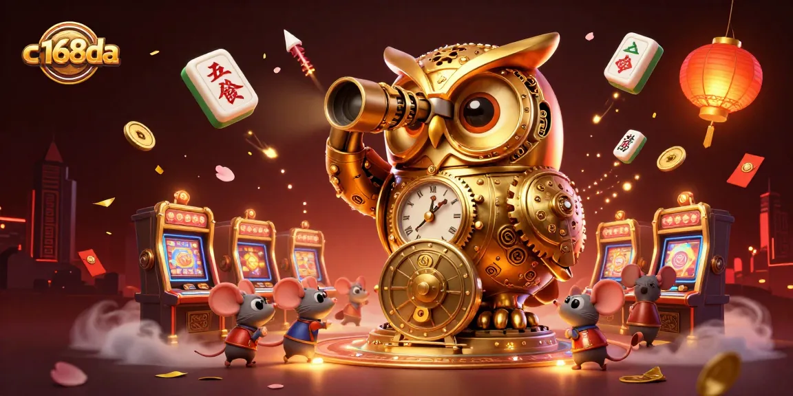Experience the thrill of c168da with a golden owl and vibrant casino elements.