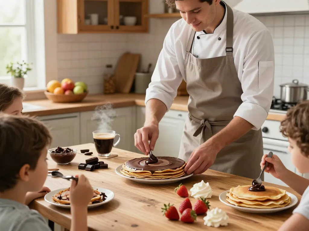 Delicious rokok88 login crepes being prepared in a bright kitchen.